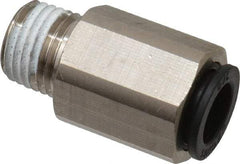 Legris - 3/8" Outside Diam, 1/4 NPT, Nickel Plated Brass Push-to-Connect Tube Self-Sealing Male Connector - 145 Max psi, Tube to Male NPT, Buna-N O-Ring - Apex Tool & Supply