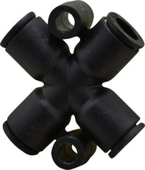 Legris - 1/4" Outside Diam, Nylon Push-to-Connect Tube Cross - 290 Max psi, Black - Apex Tool & Supply