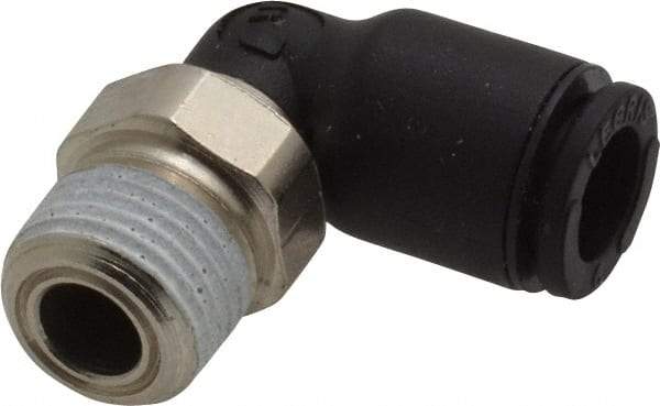 Legris - 6mm Outside Diam, 1/8 NPT, Nylon Push-to-Connect Tube Male Elbow - 290 Max psi, Tube to Male NPT Connection, Buna Nitrile O-Ring - Apex Tool & Supply