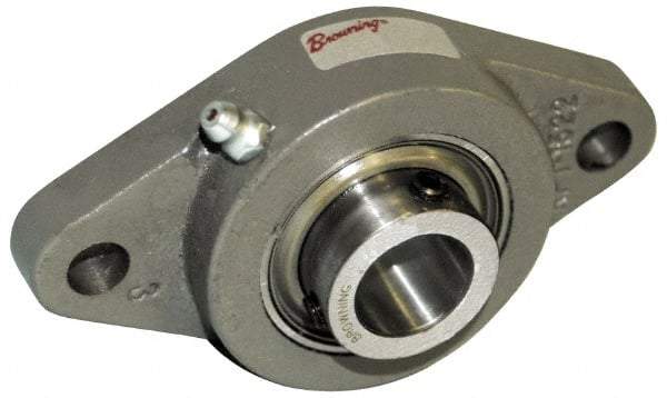 Browning - 1-7/16" ID, 6-1/8" OAL x 3-5/8" OAH 2-Bolt Flange Air Handling - 3,493 Lb Static Cap, 5,782 Lb Dyn Cap, 5-1/8" Btw Mnt Hole Ctrs, Cast Iron - Apex Tool & Supply