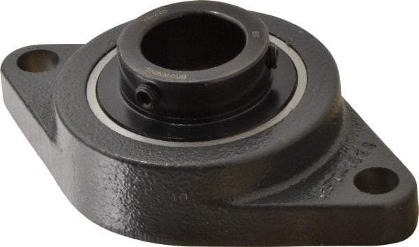 Browning - 1-1/4" ID, 6-1/8" OAL x 3-5/8" OAH 2-Bolt Flange - 3,493 Lb Static Cap, 5,782 Lb Dyn Cap, 5-1/8" Btw Mnt Hole Ctrs, Cast Iron - Apex Tool & Supply