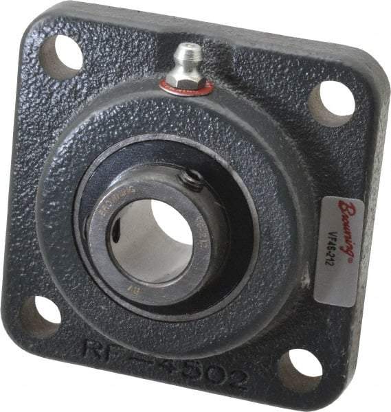 Browning - 3/4" ID, 3-3/8" OAL x 3-3/8" OAH 4-Bolt Flange - 1,444 Lb Static Cap, 2,611 Lb Dyn Cap, 2-1/2" Btw Mnt Hole Ctrs, Cast Iron - Apex Tool & Supply