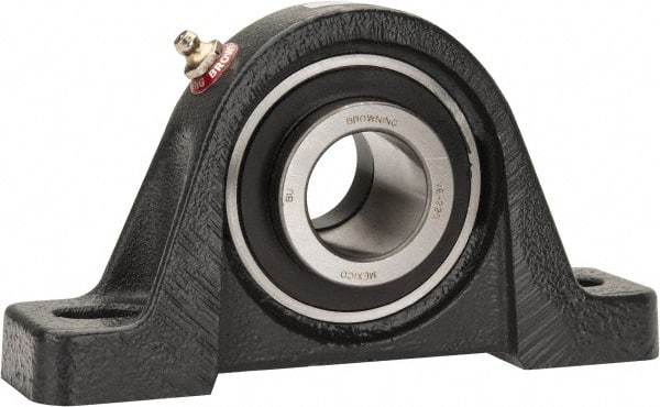 Browning - 1-1/4" ID, 6-3/4" OAL x 3-11/16" OAH Pillow Block - 3,493 Lb Static Cap, 5,782 Lb Dyn Cap, 5" Btw Mnt Hole Ctrs, 1-7/8" Base-to-Ctr Ht, Cast Iron - Apex Tool & Supply