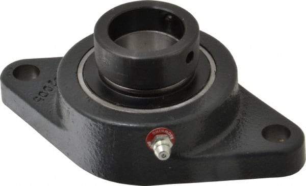 Browning - 1-1/4" ID, 5-9/16" OAL x 3-1/8" OAH 2-Bolt Flange - 2,567 Lb Static Cap, 4,381 Lb Dyn Cap, 4-19/32" Btw Mnt Hole Ctrs, Cast Iron - Apex Tool & Supply