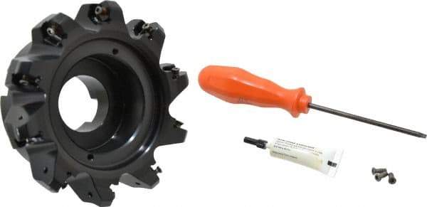 Kennametal - 5" Cut Diam, 1" Arbor Hole, 4.51mm Max Depth of Cut, 45° Indexable Chamfer & Angle Face Mill - 10 Inserts, HNGJ 535-GD Insert, Right Hand Cut, 10 Flutes, Through Coolant, Series KSHR - Apex Tool & Supply