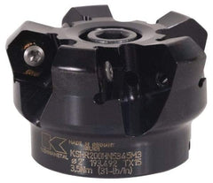 Kennametal - 6" Cut Diam, 2" Arbor Hole, 4.51mm Max Depth of Cut, 45° Indexable Chamfer & Angle Face Mill - 16 Inserts, HNGJ 535-GD Insert, Right Hand Cut, 16 Flutes, Through Coolant, Series KSHR - Apex Tool & Supply