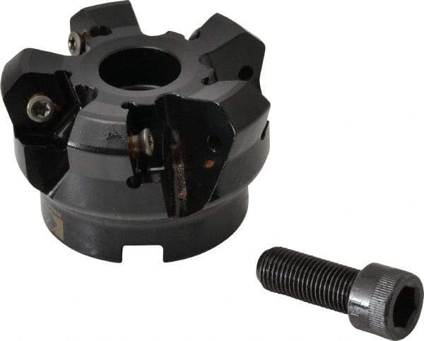Kennametal - 2" Cut Diam, 3" Arbor Hole, 4.51mm Max Depth of Cut, 45° Indexable Chamfer & Angle Face Mill - 5 Inserts, HNGJ 535-GD Insert, Right Hand Cut, 5 Flutes, Through Coolant, Series KSHR - Apex Tool & Supply
