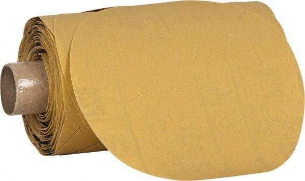3M - 5" Diam, 320 Grit Aluminum Oxide Adhesive PSA Disc - Extra Fine Grade, Yellow, C Weighted Backing, Flexible, Use with Random Orbital Sanders - Apex Tool & Supply