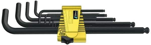 Wera - 13 Piece L-Key Combo Hex Key Set - Hex Range 0.05 to 3/8", 8-1/2" OAL, Alloy Steel - Apex Tool & Supply