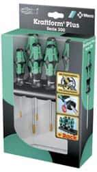 Wera - 6 Piece Torx Screwdriver Set - Bit Sizes: Torx T10, T15, T20, T25, T30 & T40 - Apex Tool & Supply