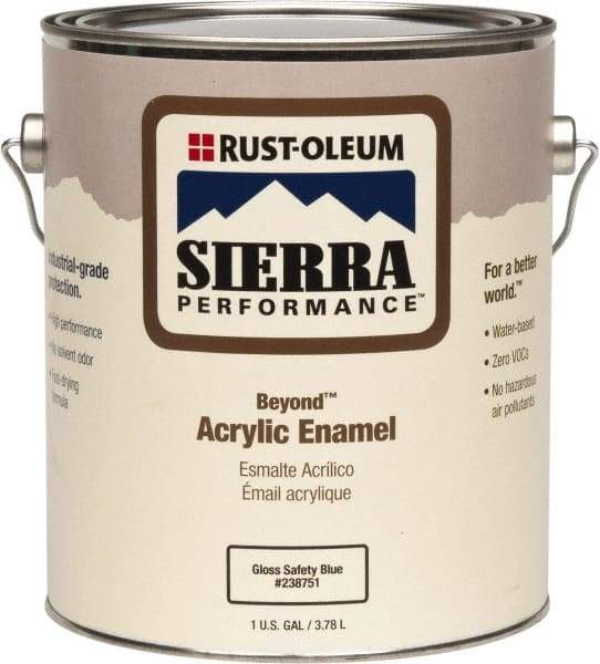 Rust-Oleum - 1 Gal Safety Blue Gloss Finish Acrylic Enamel Paint - Interior/Exterior, <0 gL VOC Compliance - Apex Tool & Supply