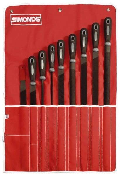Simonds File - 9 Piece American Pattern File Set - 6", 10" Long, Bastard/Smooth Coarseness - Apex Tool & Supply