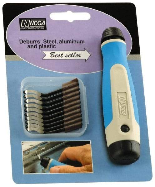 Noga - 10 Piece High Speed Steel Blade Hand Deburring Tool Set - S10 Blades, For Holes, Straight Edge, Curved Edge - Apex Tool & Supply
