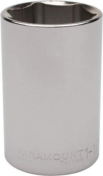 Paramount - 1-1/2", 1/2" Drive, Deep Hand Socket - 6 Points, 3-1/2" OAL, Steel, Chrome Finish - Apex Tool & Supply