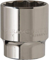 Paramount - 1/2" Drive, Standard Hand Socket - 12 Points, 1-1/2" OAL, Steel, Chrome Finish - Apex Tool & Supply