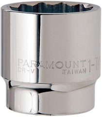 Paramount - 1-7/16", 1/2" Drive, Standard Hand Socket - 12 Points, 1-1/2" OAL, Steel, Chrome Finish - Apex Tool & Supply