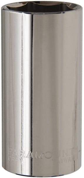 Paramount - 1-1/8", 1/2" Drive, Deep Hand Socket - 6 Points, 3-3/32" OAL, Steel, Chrome Finish - Apex Tool & Supply