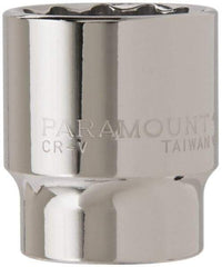 Paramount - 1/2" Drive, Standard Hand Socket - 12 Points, 1-1/2" OAL, Steel, Chrome Finish - Apex Tool & Supply