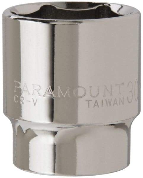 Paramount - 1/2" Drive, Standard Hand Socket - 6 Points, 1-1/2" OAL, Steel, Chrome Finish - Apex Tool & Supply