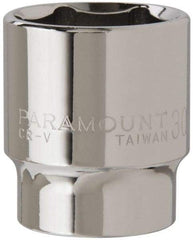 Paramount - 1/2" Drive, Standard Hand Socket - 6 Points, 1-1/2" OAL, Steel, Chrome Finish - Apex Tool & Supply