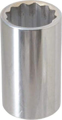 Paramount - 1-1/4", 1/2" Drive, Deep Hand Socket - 12 Points, 3-1/4" OAL, Steel, Chrome Finish - Apex Tool & Supply