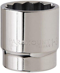 Paramount - 1-3/8", 1/2" Drive, Standard Hand Socket - 12 Points, 1-1/2" OAL, Steel, Chrome Finish - Apex Tool & Supply