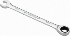 Paramount - 7/16" 12 Point Ratcheting Combination Wrench - 6-1/2" OAL, Chrome Vanadium Steel, Polished Finish - Apex Tool & Supply