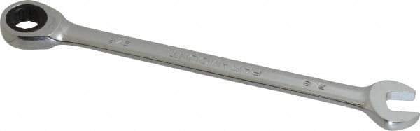 Paramount - 3/8" 12 Point Ratcheting Combination Wrench - 6-7/32" OAL, Chrome Vanadium Steel, Polished Finish - Apex Tool & Supply