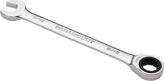 Paramount - 9/16" 12 Point Ratcheting Combination Wrench - 7-1/2" OAL, Chrome Vanadium Steel, Polished Finish - Apex Tool & Supply