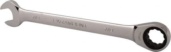 Paramount - 7/8" 12 Point Ratcheting Combination Wrench - 11-7/32" OAL, Chrome Vanadium Steel, Polished Finish - Apex Tool & Supply