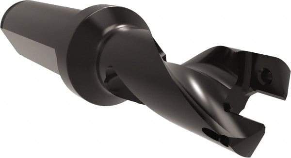 Allied Machine and Engineering - Series 16, 16 to 17mm Diam, 3/4" Diam Straight Shank with Flange, Helical Flute Spade Drill - 13/16" Max Depth, 2" Body Length, 4-1/32" OAL, Short Length, Through Coolant - Apex Tool & Supply