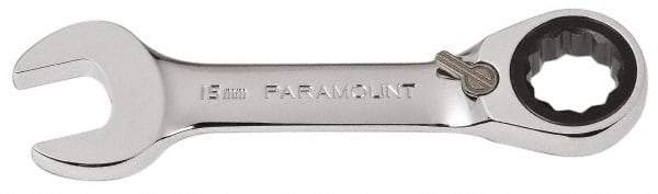 Paramount - 15mm 12 Point Combination Wrench - 15° Head Angle, 4-33/64" OAL, Chrome Vanadium Steel, Polished Finish - Apex Tool & Supply
