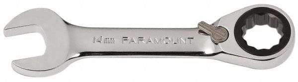Paramount - 14mm 12 Point Combination Wrench - 15° Head Angle, 4-33/64" OAL, Chrome Vanadium Steel, Polished Finish - Apex Tool & Supply