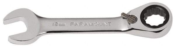 Paramount - 12mm 12 Point Combination Wrench - 15° Head Angle, 4-11/64" OAL, Chrome Vanadium Steel, Polished Finish - Apex Tool & Supply
