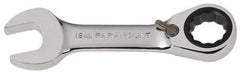 Paramount - 18mm 12 Point Combination Wrench - 15° Head Angle, 5-5/32" OAL, Chrome Vanadium Steel, Polished Finish - Apex Tool & Supply