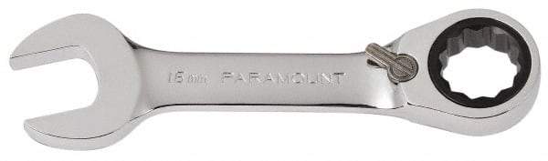 Paramount - 16mm 12 Point Combination Wrench - 15° Head Angle, 4-53/64" OAL, Chrome Vanadium Steel, Polished Finish - Apex Tool & Supply