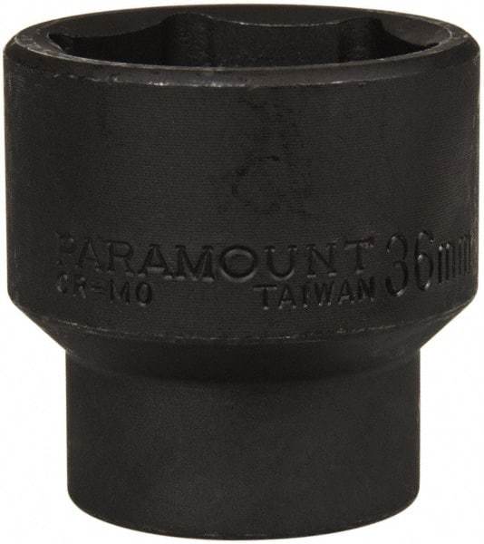 Paramount - 1/2" Drive 36mm Standard Impact Socket - 6 Points, 2" OAL - Apex Tool & Supply