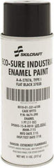 Ability One - Black, Flat, Enamel Spray Paint - 8 to 10 Sq Ft per Can, 11 oz Container - Apex Tool & Supply