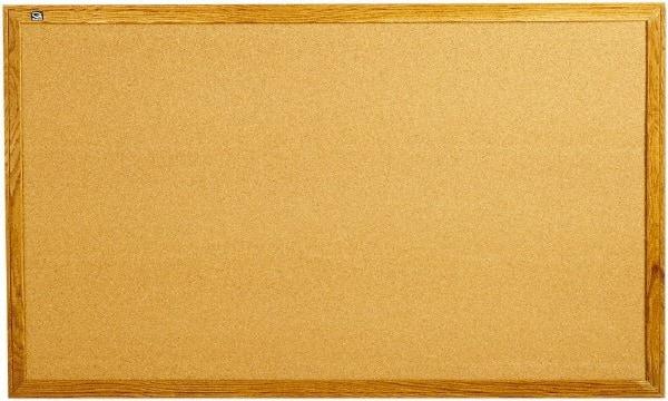 Quartet - 60" Wide x 36" High Open Cork Bulletin Board - Natural Cork over Fiberboard, Oak Frame - Apex Tool & Supply