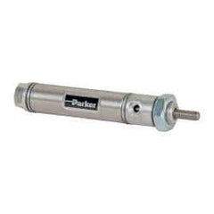 Parker - 1" Stroke x 9/16" Bore Double Acting Air Cylinder - 10-32 Port, 10-32 Rod Thread, 250 Max psi, 14 to 140°F - Apex Tool & Supply
