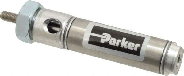 Parker - 1" Stroke x 3/4" Bore Double Acting Air Cylinder - 1/8 Port, 1/4-28 Rod Thread, 250 Max psi, 14 to 140°F - Apex Tool & Supply