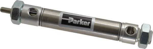 Parker - 2" Stroke x 3/4" Bore Double Acting Air Cylinder - 1/8 Port, 1/4-28 Rod Thread, 250 Max psi, 14 to 140°F - Apex Tool & Supply