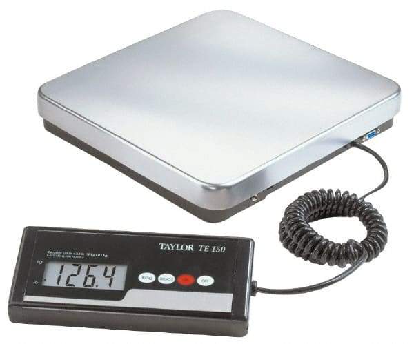Taylor - 12" x 12" Wide Base, 150 Lb Capacity, LCD with 6' Cable Receiving Scale - Stainless Steel Platform - Apex Tool & Supply