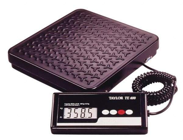 Taylor - 12" x 12" Wide Base, 400 Lb Capacity, LCD with 6' Cable Receiving Scale - Steel Tread Plate Platform - Apex Tool & Supply