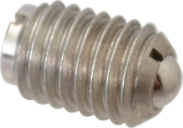 Gibraltar - 1/2-13, 0.281" Ball Diam, 3/4" Body Length, 0.072" Max Ball Reach, Threaded Ball Plunger - Stainless Steel Body, Stainless Steel Ball, 6 Lb Initial End Force, 30 Lb Final End Force - Apex Tool & Supply