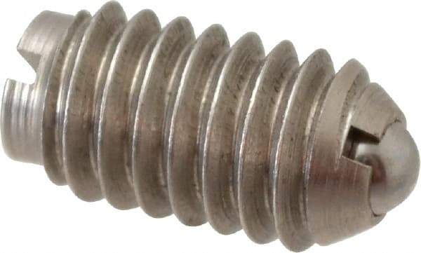 Gibraltar - 5/16-18, 0.156" Ball Diam, 37/64" Body Length, 0.04" Max Ball Reach, Threaded Ball Plunger - Stainless Steel Body, Stainless Steel Ball, 2 Lb Initial End Force, 4.5 Lb Final End Force, Locking Element - Apex Tool & Supply