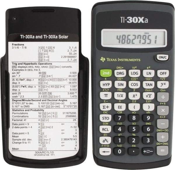 Texas Instruments - LCD 1 Function Handheld Calculator - 10 x 1 Display Size, Dark Gray & Black, (2) A76 Batteries Powered, 6" Long x 3-1/8" Wide - Apex Tool & Supply