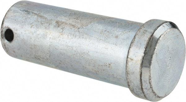 Made in USA - 1" Pin Diam, 2-1/2" OAL, Standard Clevis Pin - 13/64" Hole, 2-19/64" Usable Length, Zinc-Plated Steel - Apex Tool & Supply