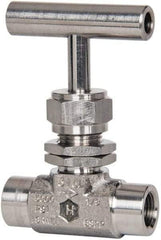 Ham-Let - 5,000 Max psi, 1/8" Pipe, 316 Grade Stainless Steel, Inline Stem Vee Instrumentation Needle Valve - FNPT x FNPT End Connections, Swaglok SS-OVF2-SH - Apex Tool & Supply