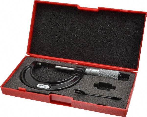 Starrett - 1 to 2" Range, 0.0001" Graduation, Mechanical Outside Micrometer - Friction Thimble, Accurate to 0.00005" - Apex Tool & Supply